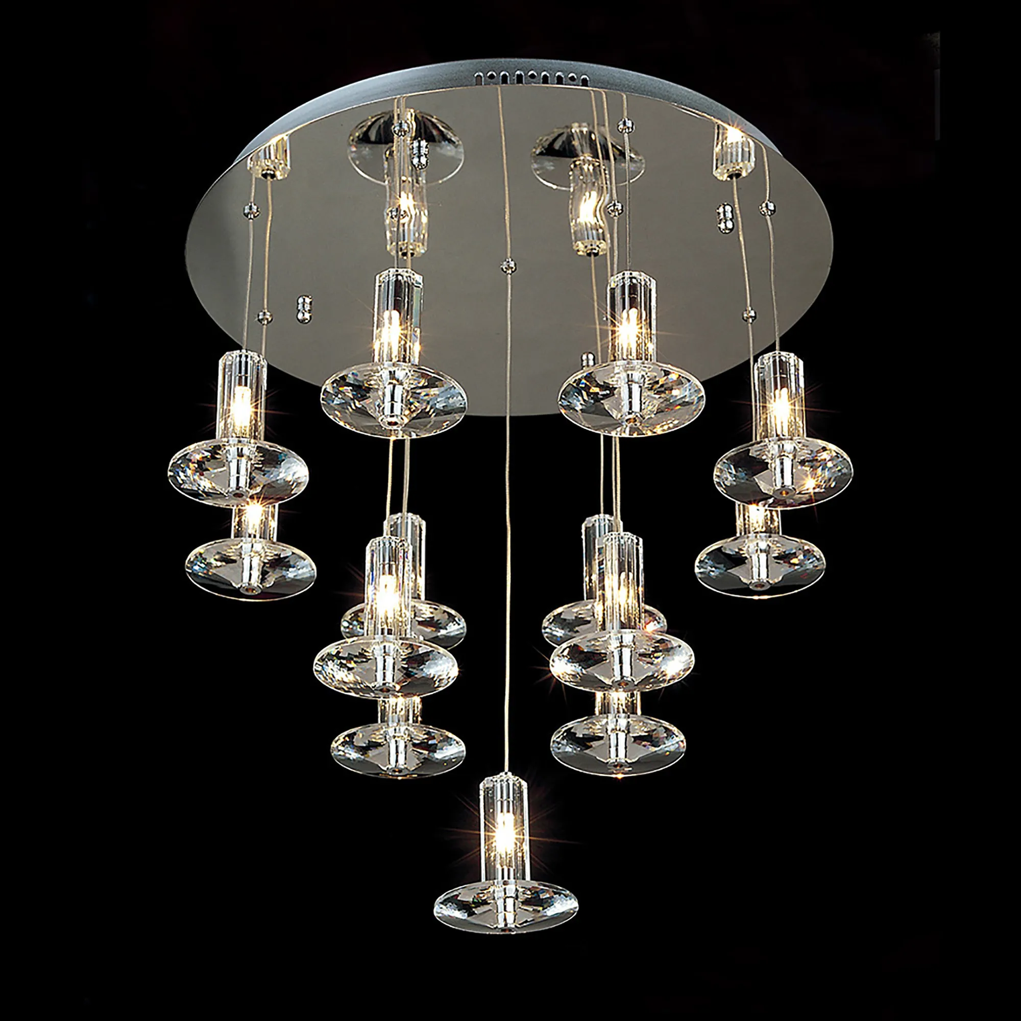 Troy Crystal Ceiling Lights Diyas Multiple Crystal Pendants